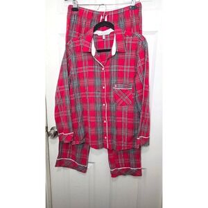 Victorias Secret Red Plaid Holidays Button-Down Pajama Set Women's Size M